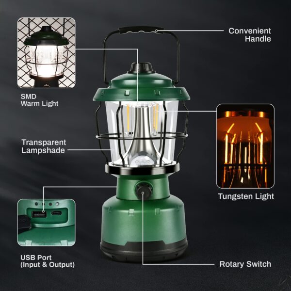 Illuminate your adventures with this powerful 2500LM LED camping lantern. Enjoy up to 72 hours of continuous light at its lowest mode, perfect for emergencies and outdoor activities. Adjust the brightness with the dimmer switch and hang it easily with the integrated handle. Stay prepared with this durable and water-resistant lantern.