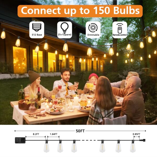 Upgrade your outdoor lighting with our versatile Brightever Dimmable Outdoor String Lights! Easily switch between warm white, neutral, and daylight white to create the perfect ambiance for any occasion. The weatherproof design and included remotes make it a hassle-free choice for your patio, garden, or any outdoor space.