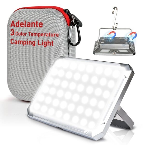 Illuminate your camping adventures with this rechargeable LED lantern. Choose from 3 color temperatures, enjoy 360° bright light, and charge your devices on-the-go.