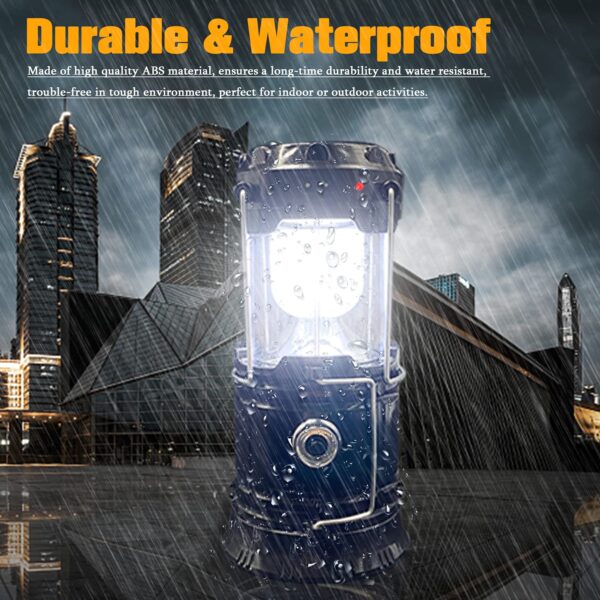 Illuminate your adventures with the XTAUTO 4-pack LED Camping Lanterns. Enjoy 360° lighting coverage with 6+1 high-intensity LED chips, offering brightness adjustment and versatility as a lantern or flashlight. Lightweight, portable, and durable, these lanterns are perfect for indoor, outdoor, and emergency use. With solar and USB rechargeable options, these lanterns also serve as a power bank in emergencies. Essential for camping, hiking, and home power outages.