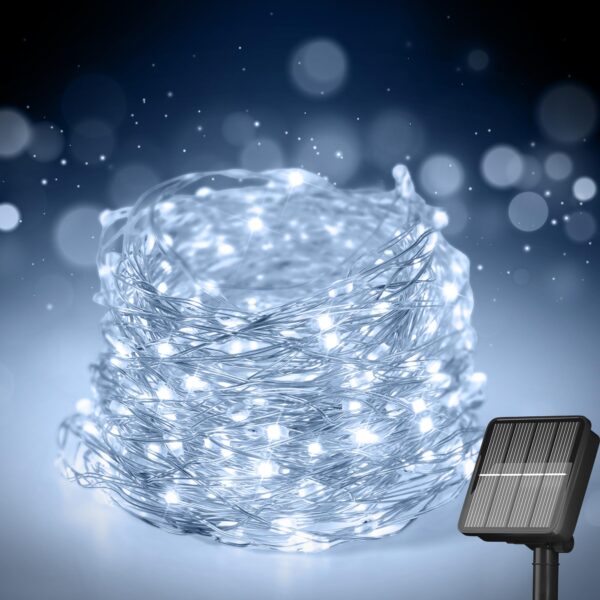 Illuminate your space with these 72Ft 200 LED Solar String Lights. Ideal for Christmas, parties, and weddings. Enjoy 8 modes for a magical atmosphere.