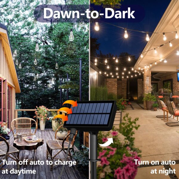 Illuminate your outdoor space with these solar-powered LED string lights. Featuring 8 lighting modes and a remote control, create a cozy ambiance for any occasion.