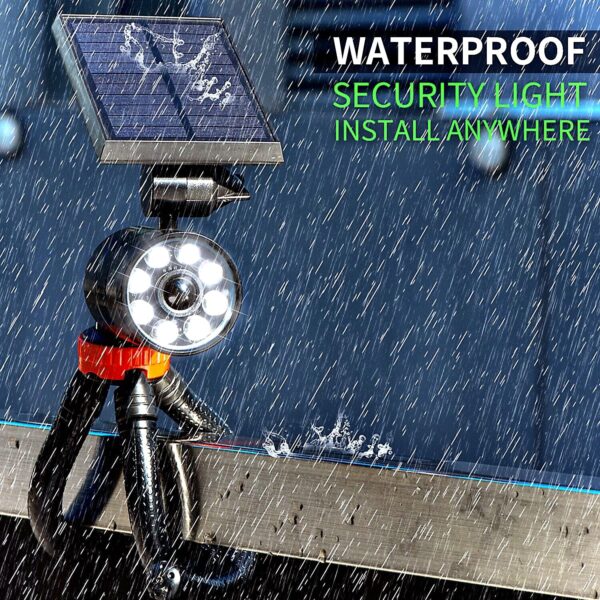 Illuminate your outdoor space with these Solar Motion Sensor Camping Lights. Built-in photocell sensor for automatic night activation. Provides 1400-LM brightness with a 50,000-hour lifespan. Adjustable angles for optimal lighting.